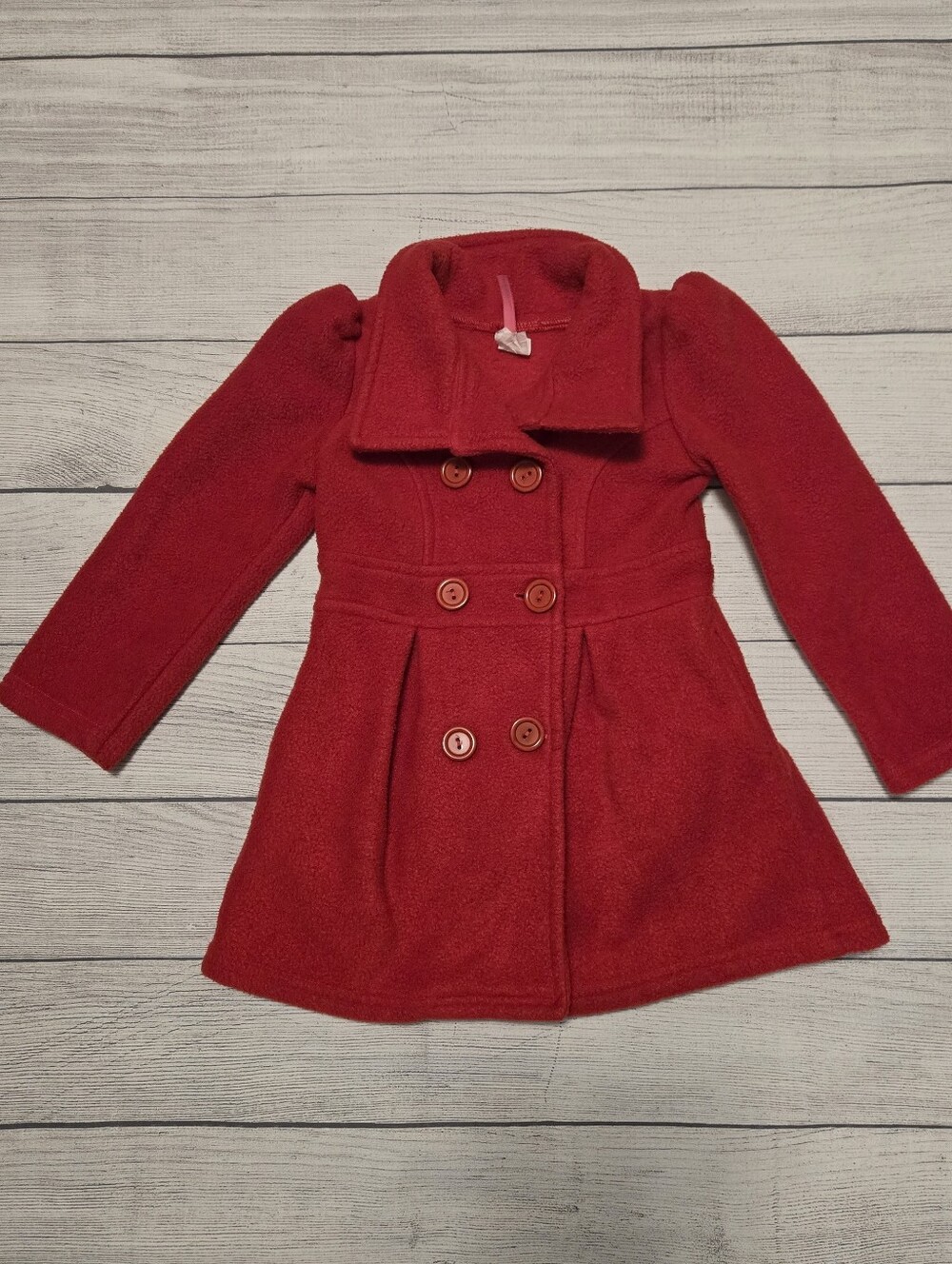Girls' Red Double-Breasted Coat